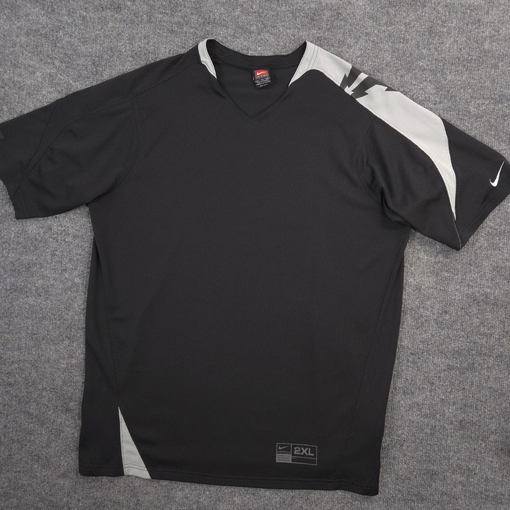 Vintage Nike Team Training Jersey Mens XXL Black Gray Athletic Soccer 90s Y2K
